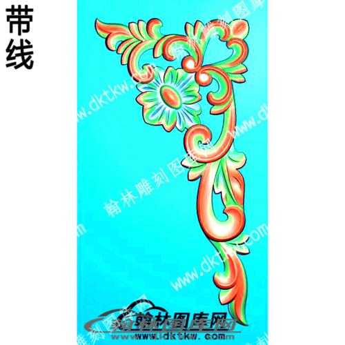 藏式家具长洋花角花带线精雕图(ZSJJ-06-17)