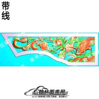 古建荷花雀梯带线精雕图(ZSJJ-06-27)