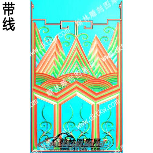 藏式花纹家具门板背板带线精雕图(ZSJJ-07-10)