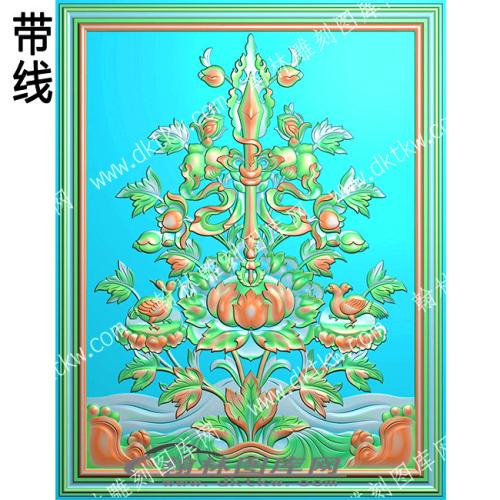 藏式家具 宝剑荷花缠绕带线精雕图(ZSJJ-07-13)