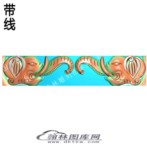 藏式家具 双大象华东背板带线精雕图(ZSJJ-07-16)