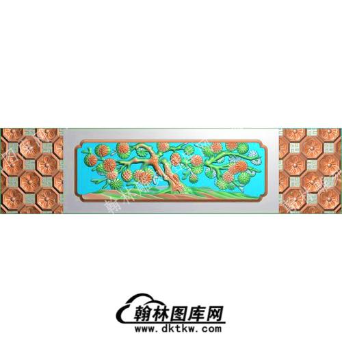 藏式家具松树门板背板精雕图(ZSJJ-07-18)