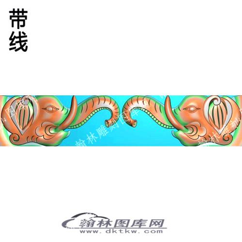 藏式家具象头弯鼻背板靠背带线精雕图(ZSJJ-07-22)