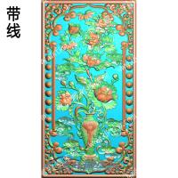 藏式精雕图牡丹花瓶2带线精雕图(ZSJJ-07-26)
