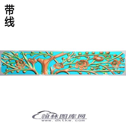 藏式植物花草梅花牙板围板带线精雕图(ZSJJ-07-39)