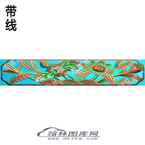 藏式植物花草围板牙板1带线精雕图(ZSJJ-07-41)