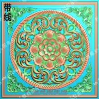 藏式莲花带线精雕图(ZSYH-01-11)