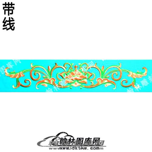 藏式长条洋花带线精雕图(ZSYH-01-19)