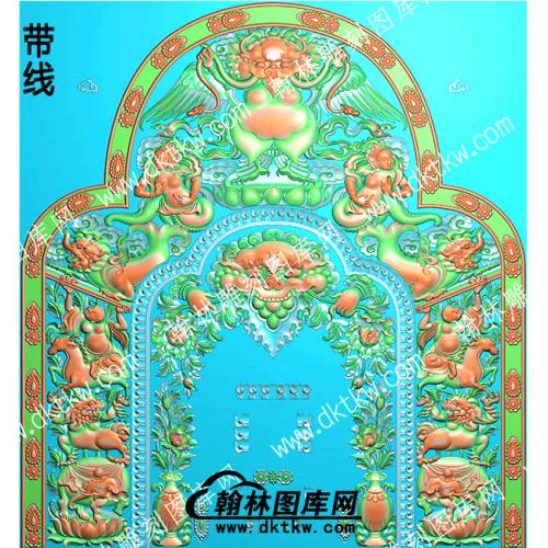 藏式佛龛法座全套带线精雕图(ZSJJ-09-07)