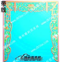 藏式家具莲花佛龛挂落带线精雕图(ZSJJ-09-16)