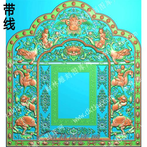 藏式六灵佛龛法座全带线精雕图(ZSJJ-09-23)