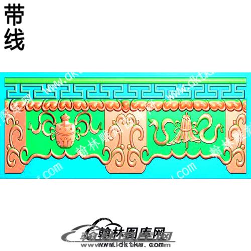 藏式八宝宝瓶伞盖组合围板牙板带线精雕图(ZSJJ-10-01)