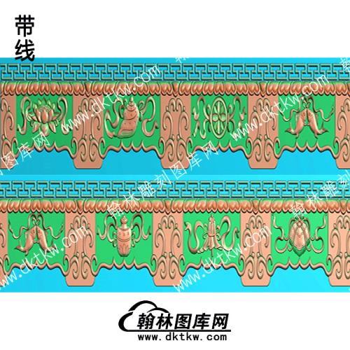 藏式家具八宝围板牙板带线精雕图(ZSJJ-10-20)