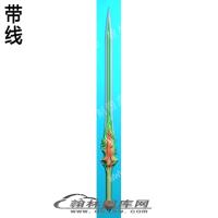 工艺品游戏宝剑盖聂木剑带线精雕图(DJF-370)