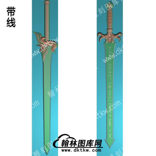 工艺品游戏武器宝剑李白凤求凰带线精雕图(DJF-378)