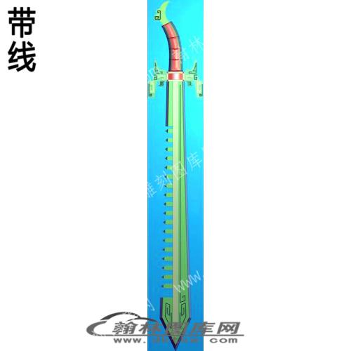 工艺品游戏武器宝剑鲨齿剑带线精雕图(DJF-382)