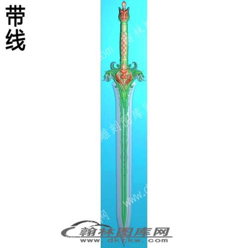 工艺品游戏武器宝剑狮子头宝剑带线精雕图(DJF-383)