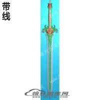 工艺品游戏武器宝剑狮子头宝剑带线精雕图(DJF-383)