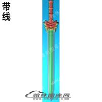 工艺品游戏武器宝剑兽头宝剑带线精雕图(DJF-384)