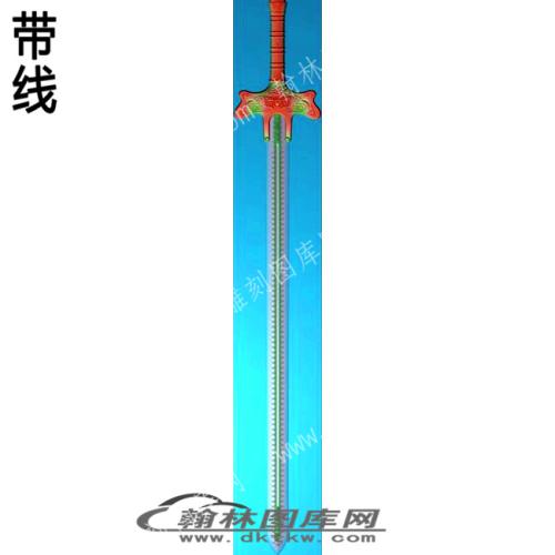 工艺品游戏武器宝剑渊虹剑带线精雕图(DJF-389)