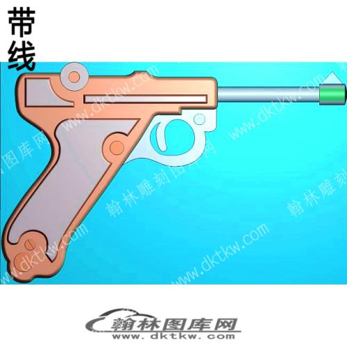 工艺品游戏武器手枪带线精雕图(DJF-394)