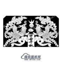墓碑碑头双凤万古千秋矢量线雕图（MBBT-264)