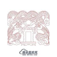墓碑碑头双龙矢量线雕图（MBBT-206).