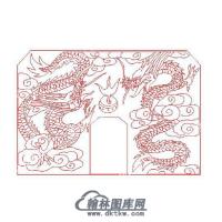 墓碑碑头双龙矢量线雕图（MBBT-220)
