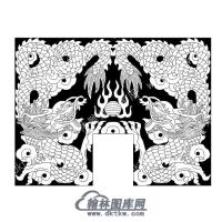 墓碑碑头双龙矢量线雕图（MBBT-243)