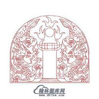 墓碑碑头双龙矢量线雕图（MBBT-245)