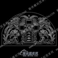 墓碑碑头基督教十字架和平鸽耶稣息止安所线雕图（MBBT-283)