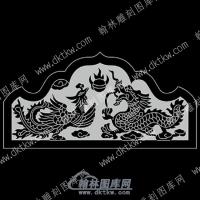 墓碑碑头太阳龙凤线雕图（MBBT-302)