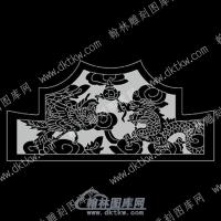 墓碑碑头龙凤太阳祥云线雕图（MBBT-290)