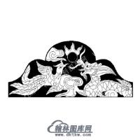 墓碑碑头龙凤矢量线雕图（MBBT-231)