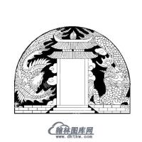 墓碑碑头龙凤矢量线雕图（MBBT-250)