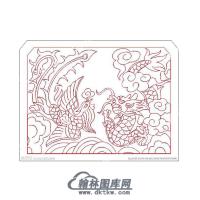 墓碑碑头龙凤矢量线雕图（MBBT-252)