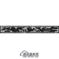 墓碑横梁龙凤线雕图（MBHL-140)
