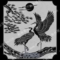 墓碑栏板双鹤线雕图（MBLB-556)