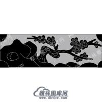 墓碑栏板梅花线雕图（MBLB-516)