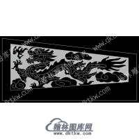 墓碑栏板祥云龙线雕图（MBLB-518)