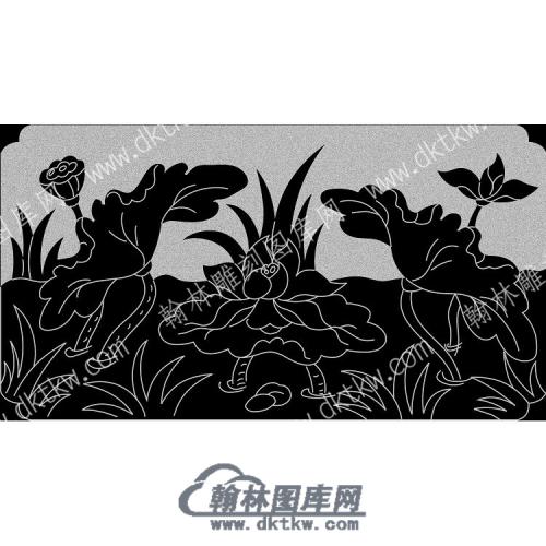 墓碑栏板花草线雕图（MBLB-554)