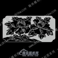 墓碑栏板花草线雕图（MBLB-593)