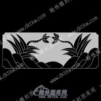 墓碑栏板花草线雕图（MBLB-603)