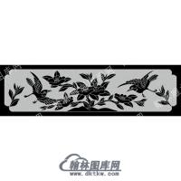 墓碑栏板花草鸟线雕图（MBLB-549)