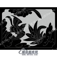 墓碑栏板花草鸟线雕图（MBLB-552)