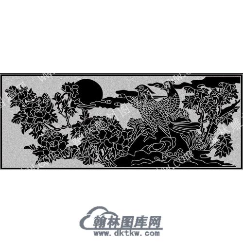 墓碑栏板花草鸟线雕图（MBLB-610)