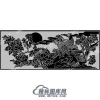 墓碑栏板花草鸟线雕图（MBLB-610)
