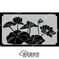 墓碑栏板莲叶莲花线雕图（MBLB-568)