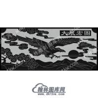 墓碑栏板雄鹰大展宏图线雕图（MBLB-559)