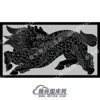 墓碑栏板麒麟线雕图（MBLB-614)